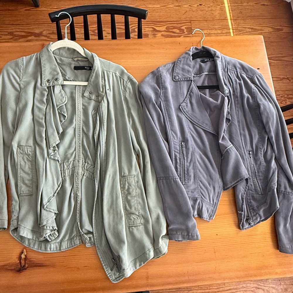 Max Jeans Utility Jackets Gray and Green Casual Style